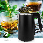 Nedis Electric Kettle | 1.0 l | Plastic | Black | Rotatable 360 degrees | Concealed heating element | Strix® controller | Boil-dry protection