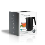 Nedis Electric Kettle | 1.0 l | Plastic | Black | Rotatable 360 degrees | Concealed heating element | Strix® controller | Boil-dry protection
