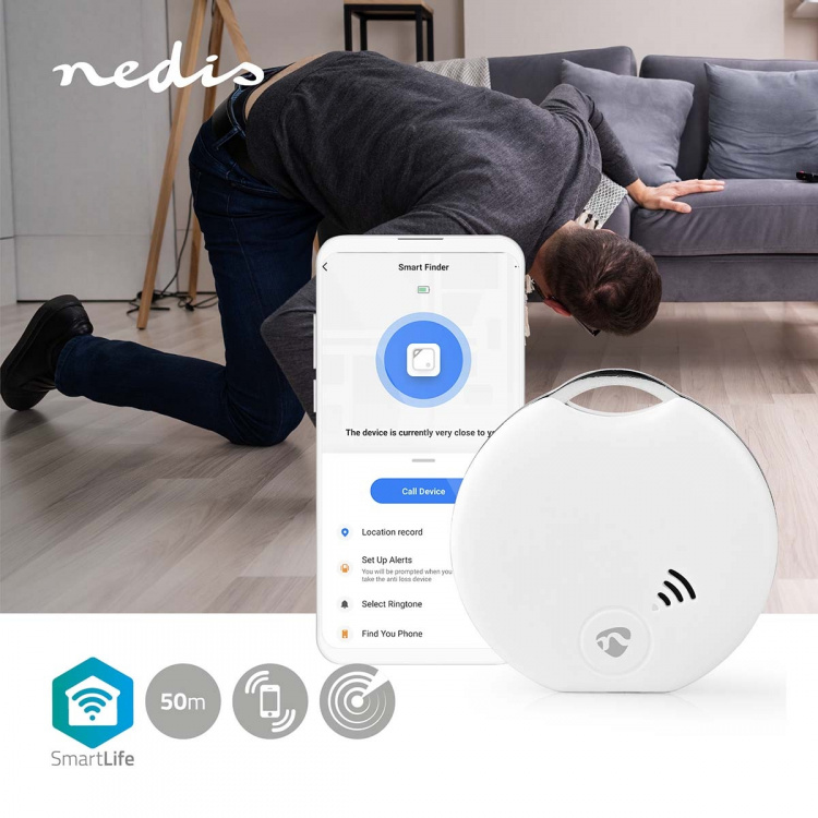 Nedis Key Finder | Battery Powered | 1x CR2032 | Batteries included | Bluetooth® version: 4.0 | Battery life up to: 1 year | White | 1 pcs Nedis Key Finder | Battery Powered | 1x CR2032 | Batteries included | Bluetooth® version: 4.0 | Battery life up to: 1 year | White | 1 pcs