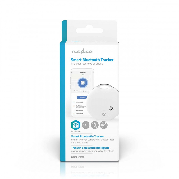 Nedis Key Finder | Battery Powered | 1x CR2032 | Batteries included | Bluetooth® version: 4.0 | Battery life up to: 1 year | White | 1 pcs Nedis Key Finder | Battery Powered | 1x CR2032 | Batteries included | Bluetooth® version: 4.0 | Battery life up to: 1 year | White | 1 pcs