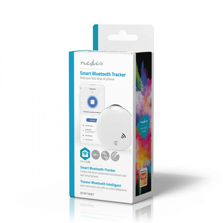 Nedis Key Finder | Battery Powered | 1x CR2032 | Batteries included | Bluetooth® version: 4.0 | Battery life up to: 1 year | White | 1 pcs Nedis Key Finder | Battery Powered | 1x CR2032 | Batteries included | Bluetooth® version: 4.0 | Battery life up to: 1 year | White | 1 pcs