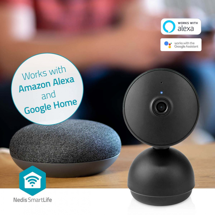 Nedis SmartLife Indoor Camera | Full HD 1080p | Pan tilt | Cloud Storage (optional) / microSD (not included) / Onvif | With motion sensor | Night vision | Black Nedis SmartLife Indoor Camera | Full HD 1080p | Pan tilt | Cloud Storage (optional) / microSD (not included) / Onvif | With motion sensor | Night vision | Black