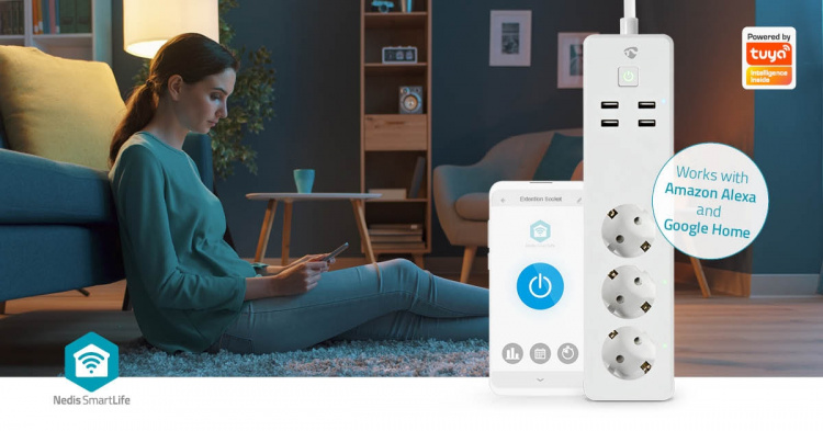 Nedis SmartLife Power Strip | 3x Plug with earth contact (CEE 7/3) / 4x USB | 16 A | 3680 W | 1.80 m | -10 - 40 °C | Android™ / IOS | White Nedis SmartLife Power Strip | 3x Plug with earth contact (CEE 7/3) / 4x USB | 16 A | 3680 W | 1.80 m | -10 - 40 °C | Android™ / IOS | White