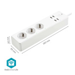Nedis SmartLife Power Strip | 3x Plug with earth contact (CEE 7/3) / 4x USB | 16 A | 3680 W | 1.80 m | -10 - 40 °C | Android™ / IOS | White Nedis SmartLife Power Strip | 3x Plug with earth contact (CEE 7/3) / 4x USB | 16 A | 3680 W | 1.80 m | -10 - 40 °C | Android™ / IOS | White