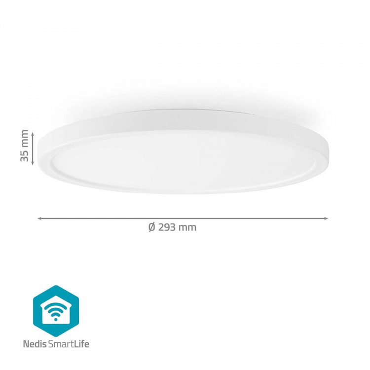 Nedis SmartLife Ceiling Light | RGB / Warm to Cool White | Round | Diameter: 290 mm | 1800 lm | 2700 - 6500 K | IP20 | Energy class: F | Android™ / IOS