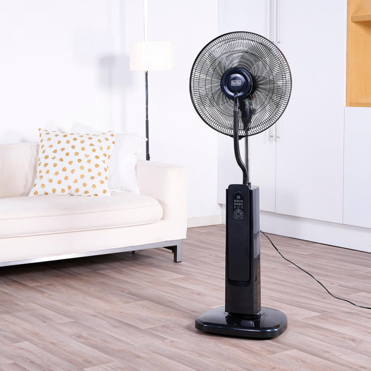 BLACK+DECKER Floor Fan With Cooling Mist Black
