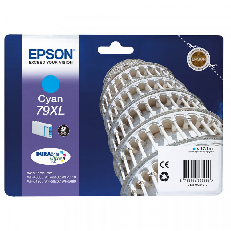 EPSON Ink C13T79024010 79XL Cyan, Tower of Pisa
