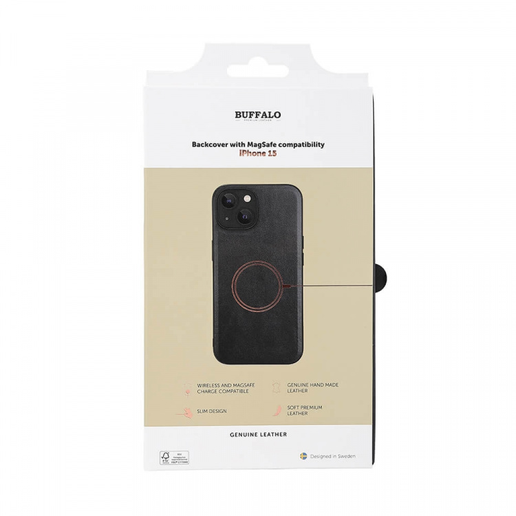 Buffalo Phone Case Leather Magseries Black - iPhone 15 Buffalo Phone Case Leather Magseries Black - iPhone 15