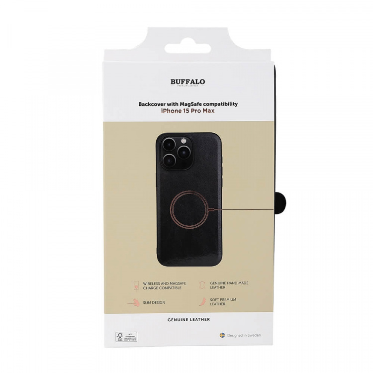 Buffalo Phone Case Leather Magseries Black - iPhone 15 Pro Max Buffalo Phone Case Leather Magseries Black - iPhone 15 Pro Max