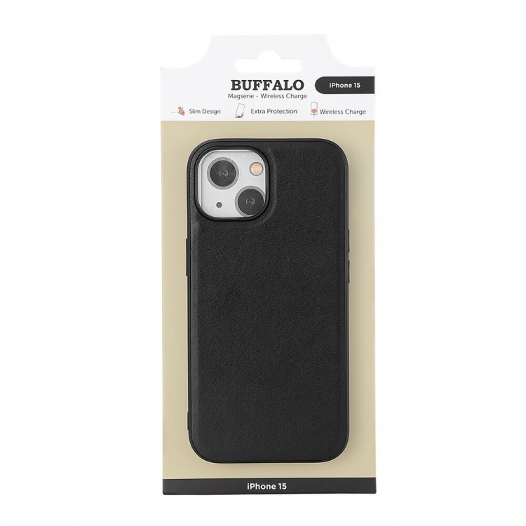 Buffalo Phone Case PU MagSeries Black - iPhone 15 Buffalo Phone Case PU MagSeries Black - iPhone 15