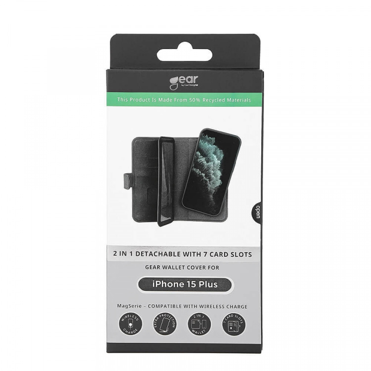 Gear Wallet Case 2-in-1 7 Card Slots MagSeries Black - iPhone 15 Plus Gear Wallet Case 2-in-1 7 Card Slots MagSeries Black - iPhone 15 Plus