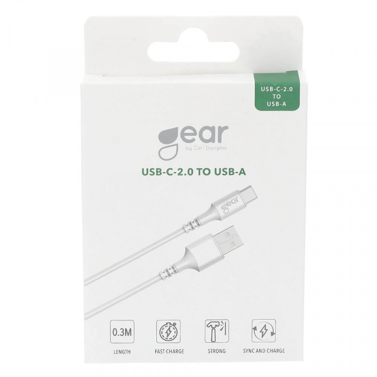 Gear Charging Cable USB-A to USB-C 2.0 0.3m White Round Gear Charging Cable USB-A to USB-C 2.0 0.3m White Round