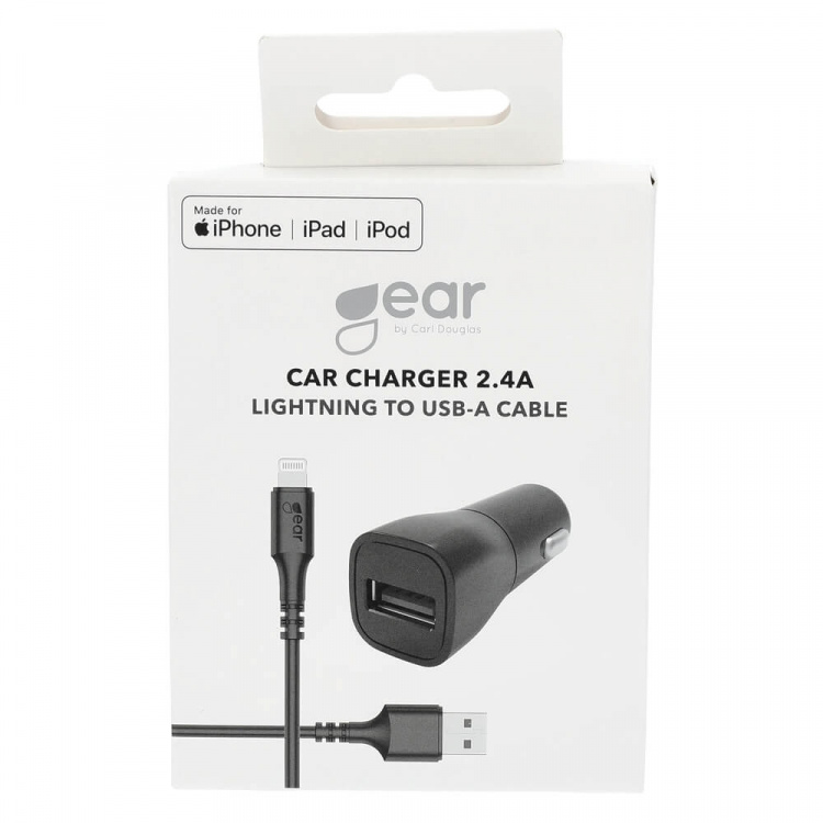 Gear Charger 12-24V 1xUSB 2,4A Black Lightning cable 1m MFI C89