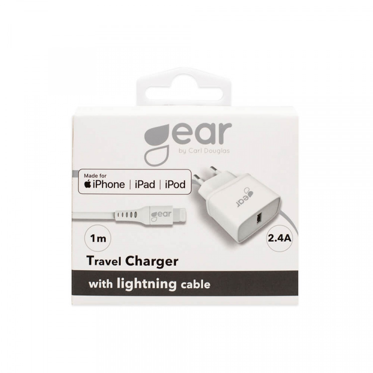 Gear Charger 220V 1xUSB 2,4A White Lightning cable 1m MFI C89 Gear Charger 220V 1xUSB 2,4A White Lightning cable 1m MFI C89