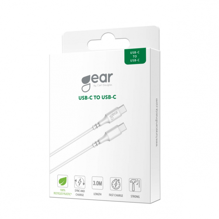 Gear Charging cable USB-C to USB-C 2.0 3m Cable White Gear Charging cable USB-C to USB-C 2.0 3m Cable White