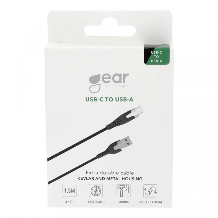 Gear Cable PRO USB-A to USB-C 2.0 1.5m Kevlar cable with Metalhousing Black Gear Cable PRO USB-A to USB-C 2.0 1.5m Kevlar cable with Metalhousing Black