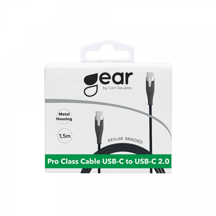 Gear Cable PRO USB-C to USB-C 2.0 1.5m Kevlar cable with Metalhousing Black Gear Cable PRO USB-C to USB-C 2.0 1.5m Kevlar cable with Metalhousing Black