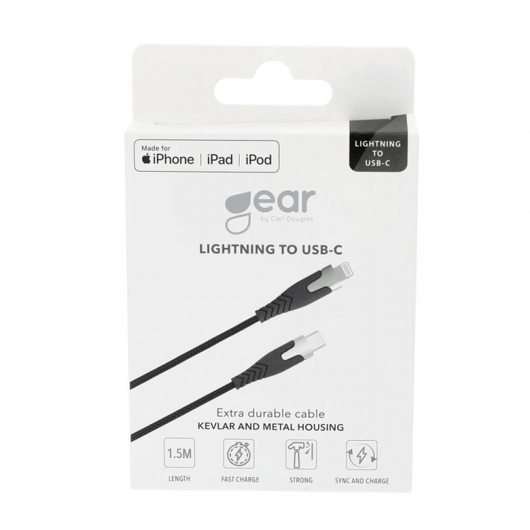 Gear Cable PRO USB-C to Lightning C94 1.5m Kevlar cable with Metalhousing Black Gear Cable PRO USB-C to Lightning C94 1.5m Kevlar cable with Metalhousing Black