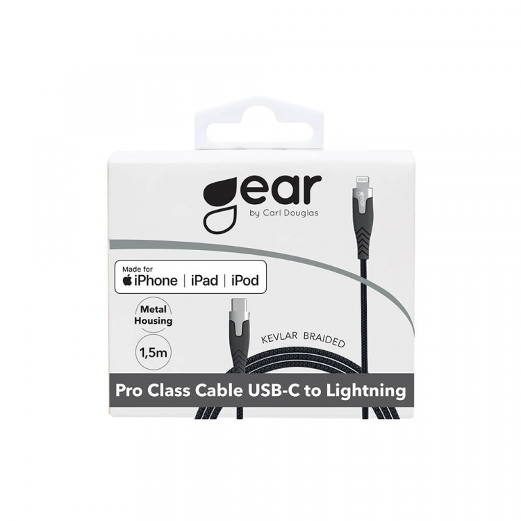 Gear Cable PRO USB-C to Lightning C94 1.5m Kevlar cable with Metalhousing Black Gear Cable PRO USB-C to Lightning C94 1.5m Kevlar cable with Metalhousing Black