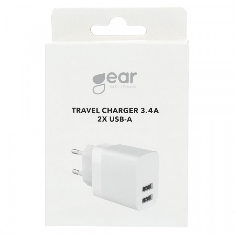 Gear Charger 220V 2xUSB-A 3,4A White