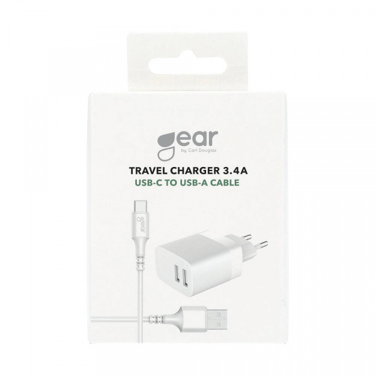 Gear Charger 220V 2xUSB-A 3.4A White USB-C 2.0 Cable 1m Gear Charger 220V 2xUSB-A 3.4A White USB-C 2.0 Cable 1m