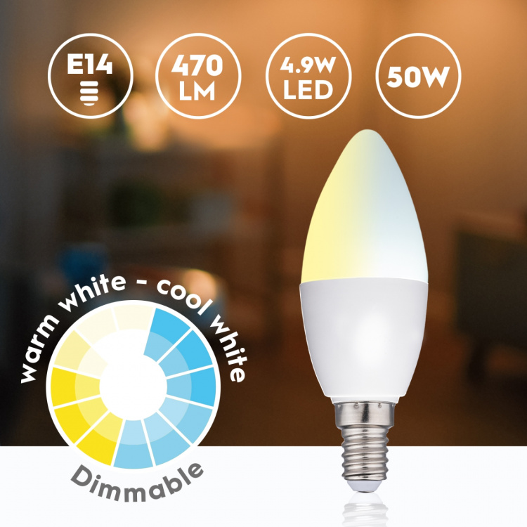 Alpina WiFi Smart E14 LED Warm/Cold White 4.9W 470 lm Alpina WiFi Smart E14 LED Warm/Cold White 4.9W 470 lm