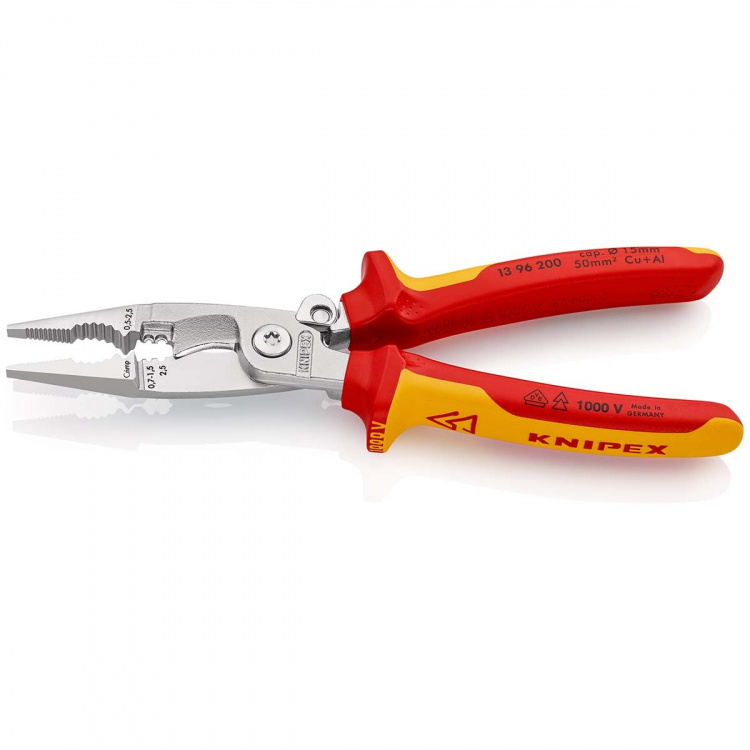 KNIPEX Electricians Pliers with Cable Cutter VDE:0.7...1.5 mm² 200 mm