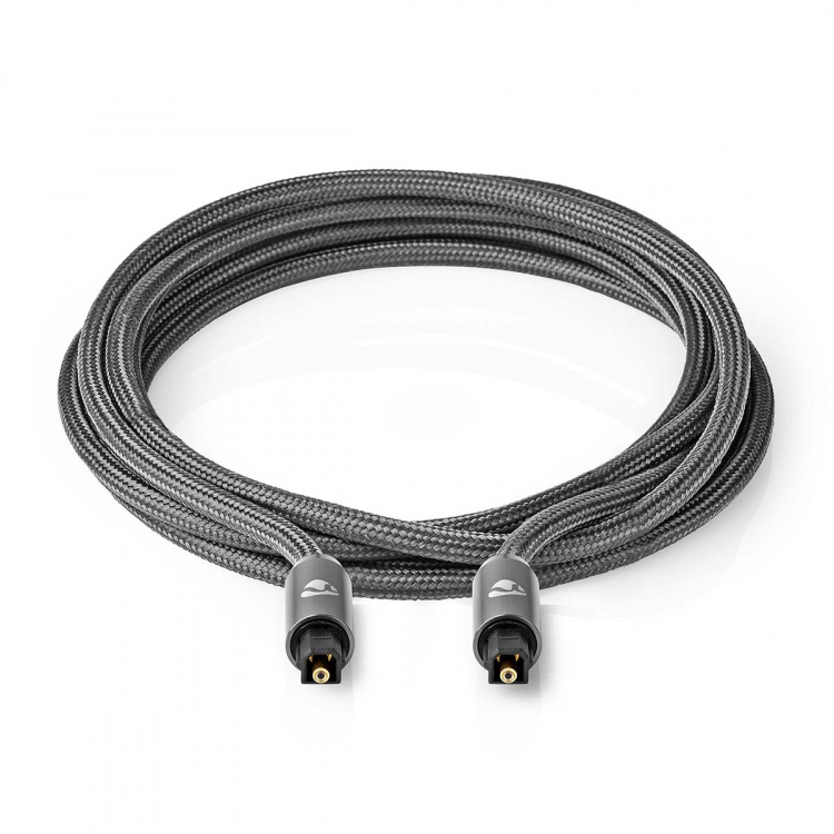 Nedis Optical Audio Cable | TosLink Male | TosLink Male | 5.00 m | Round | Braided | Gun Metal Grey | Cover Window Box