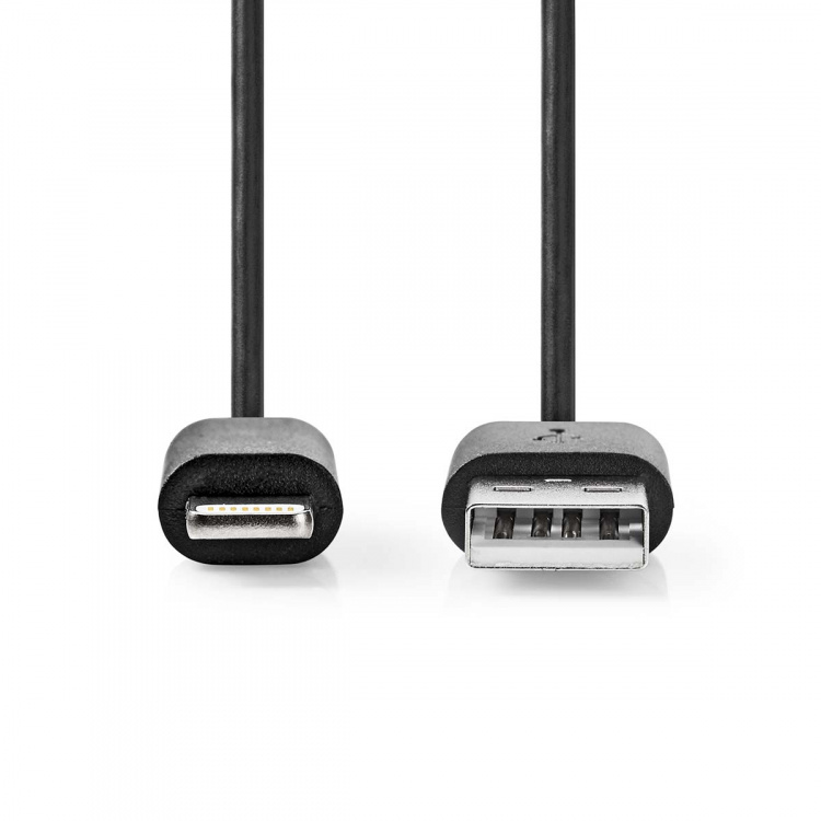 Nedis Lightning Cable | USB 2.0 | Apple Lightning 8-Pin | USB-A Male | 480 Mbps | Nickel Plated | 2.00 m | Round | PVC | Black | Label Nedis Lightning Cable | USB 2.0 | Apple Lightning 8-Pin | USB-A Male | 480 Mbps | Nickel Plated | 2.00 m | Round | PVC | Black | Label