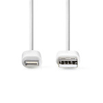 Nedis Lightning Cable | USB 2.0 | Apple Lightning 8-Pin | USB-A Male | 480 Mbps | Nickel Plated | 1.00 m | Round | PVC | White | Label Nedis Lightning Cable | USB 2.0 | Apple Lightning 8-Pin | USB-A Male | 480 Mbps | Nickel Plated | 1.00 m | Round | PVC | White | Label