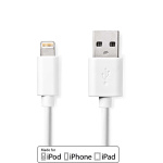 Nedis Lightning Cable | USB 2.0 | Apple Lightning 8-Pin | USB-A Male | 480 Mbps | Nickel Plated | 1.00 m | Round | PVC | White | Label Nedis Lightning Cable | USB 2.0 | Apple Lightning 8-Pin | USB-A Male | 480 Mbps | Nickel Plated | 1.00 m | Round | PVC | White | Label