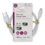 Nedis Lightning Cable | USB 2.0 | Apple Lightning 8-Pin | USB-A Male | 480 Mbps | Nickel Plated | 1.00 m | Round | PVC | White | Label Nedis Lightning Cable | USB 2.0 | Apple Lightning 8-Pin | USB-A Male | 480 Mbps | Nickel Plated | 1.00 m | Round | PVC | White | Label
