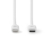 Nedis Lightning Cable | USB 2.0 | Apple Lightning 8-Pin | USB-C™ Male | 480 Mbps | Nickel Plated | 1.00 m | Round | PVC | White | Label Nedis Lightning Cable | USB 2.0 | Apple Lightning 8-Pin | USB-C™ Male | 480 Mbps | Nickel Plated | 1.00 m | Round | PVC | White | Label
