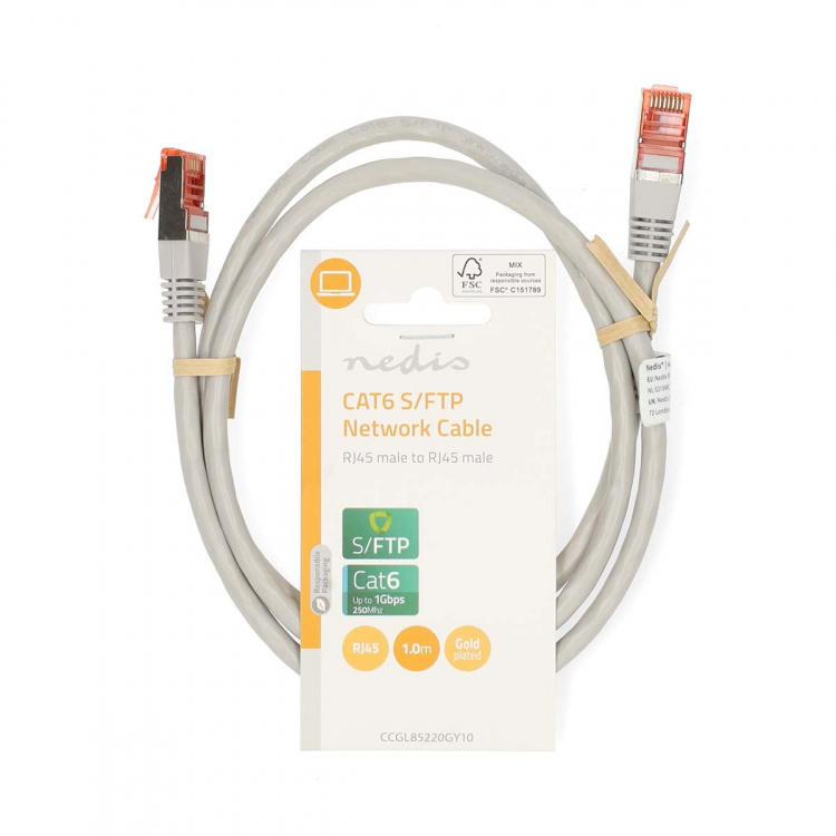 Nedis CAT6 Cable | RJ45 Male | RJ45 Male | SF/UTP | 1.00 m | Round | PVC | Grey | Label