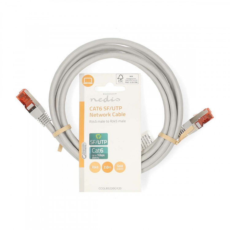 Nedis CAT6 Cable | RJ45 Male | RJ45 Male | SF/UTP | 2.00 m | Round | PVC | Grey | Label