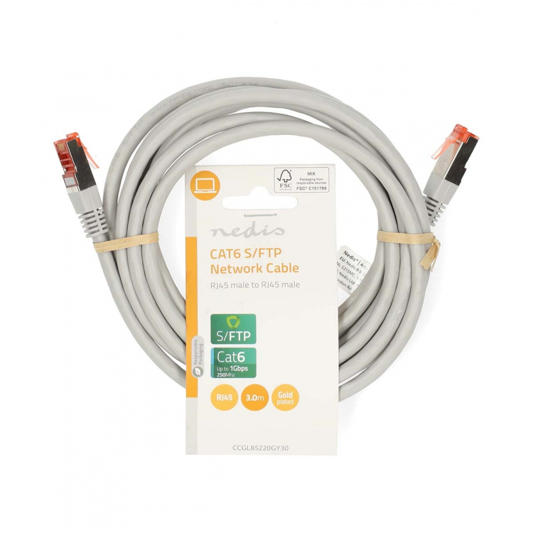Nedis CAT6 Cable | RJ45 Male | RJ45 Male | SF/UTP | 3.00 m | Round | PVC | Grey | Label