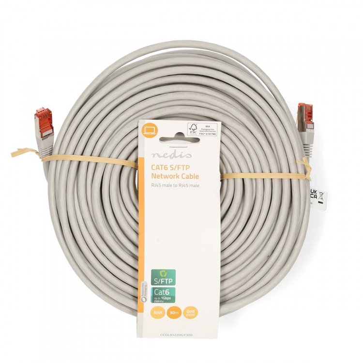 Nedis CAT6 Cable | RJ45 Male | RJ45 Male | SF/UTP | 30.0 m | Round | PVC | Grey | Label Nedis CAT6 Cable | RJ45 Male | RJ45 Male | SF/UTP | 30.0 m | Round | PVC | Grey | Label