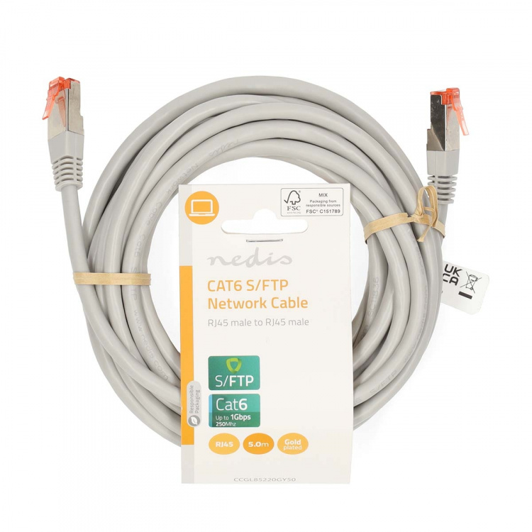 Nedis CAT6 Cable | RJ45 Male | RJ45 Male | SF/UTP | 5.00 m | Round | PVC | Grey | Label