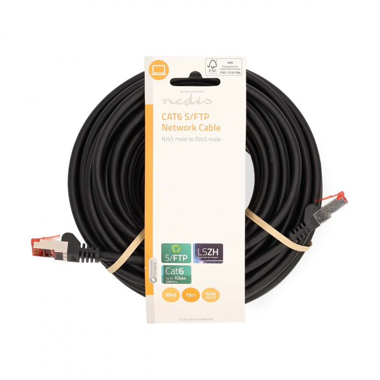 Nedis CAT6 Cable | RJ45 Male | RJ45 Male | S/FTP | 15.0 m | Round | LSZH | Black | Label Nedis CAT6 Cable | RJ45 Male | RJ45 Male | S/FTP | 15.0 m | Round | LSZH | Black | Label
