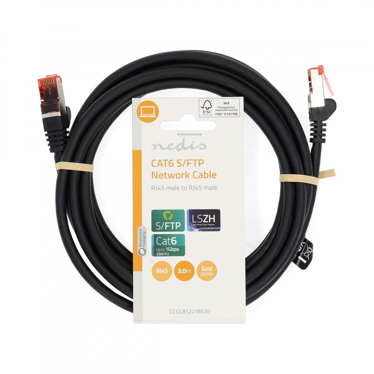 Nedis CAT6 Cable | RJ45 Male | RJ45 Male | S/FTP | 3.00 m | Round | LSZH | Black | Label