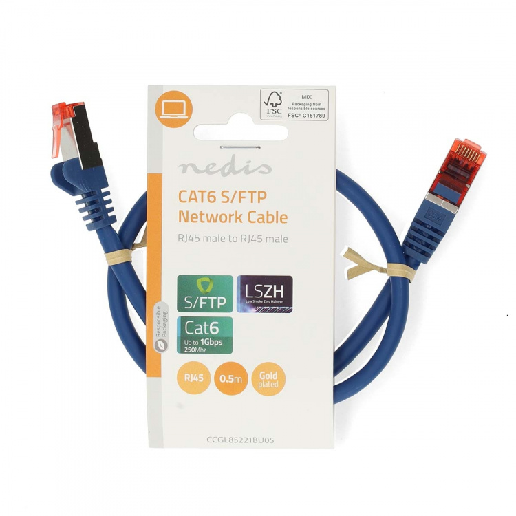 Nedis CAT6 Cable | RJ45 Male | RJ45 Male | S/FTP | 0.50 m | Round | LSZH | Blue | Label