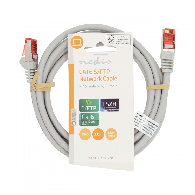 Nedis CAT6 Cable | RJ45 Male | RJ45 Male | S/FTP | 2.00 m | Round | LSZH | Grey | Label