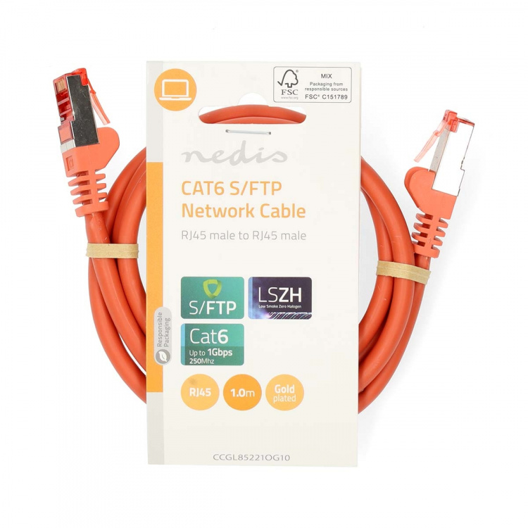 Nedis CAT6 Cable | RJ45 Male | RJ45 Male | S/FTP | 1.00 m | Round | LSZH | Orange | Label Nedis CAT6 Cable | RJ45 Male | RJ45 Male | S/FTP | 1.00 m | Round | LSZH | Orange | Label