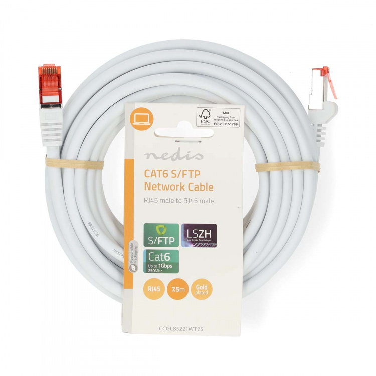 Nedis CAT6 Cable | RJ45 Male | RJ45 Male | S/FTP | 7.50 m | Round | LSZH | White | Label