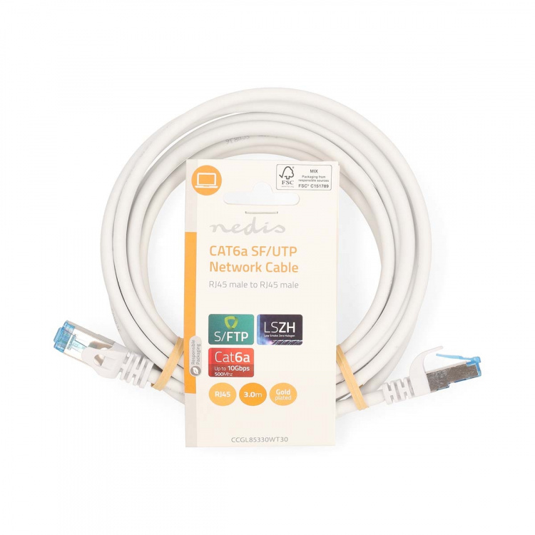 Nedis CAT6a Cable | S/FTP | RJ45 Male | RJ45 Male | 3.00 m | Round | LSZH | White | Label
