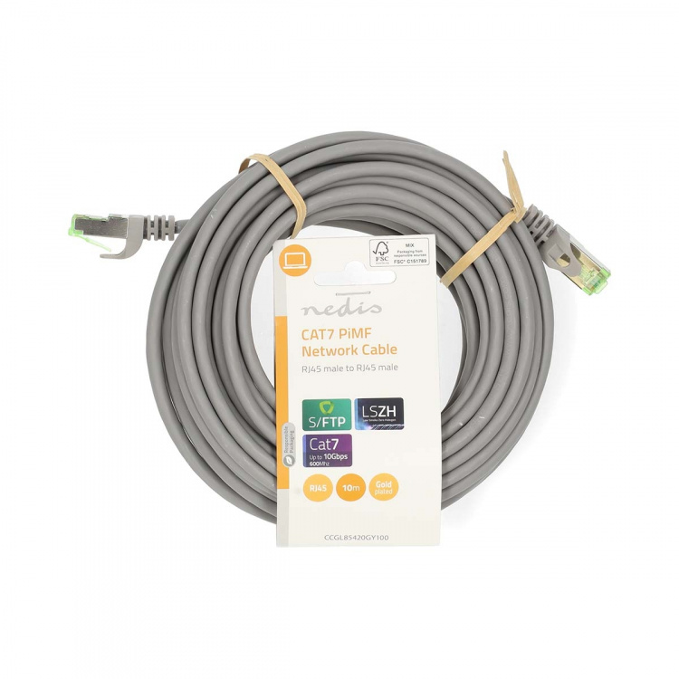 Nedis CAT7 Cable | S/FTP | RJ45 Male | RJ45 Male | 10.0 m | Round | LSZH | Grey | Label Nedis CAT7 Cable | S/FTP | RJ45 Male | RJ45 Male | 10.0 m | Round | LSZH | Grey | Label