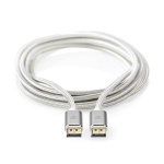Nedis DisplayPort Cable | DisplayPort Male | DisplayPort Male | 8K@60Hz | Gold Plated | 2.00 m | Round | Braided | Silver | Cover Window Box