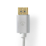 Nedis DisplayPort Cable | DisplayPort Male | DisplayPort Male | 8K@60Hz | Gold Plated | 2.00 m | Round | Braided | Silver | Cover Window Box