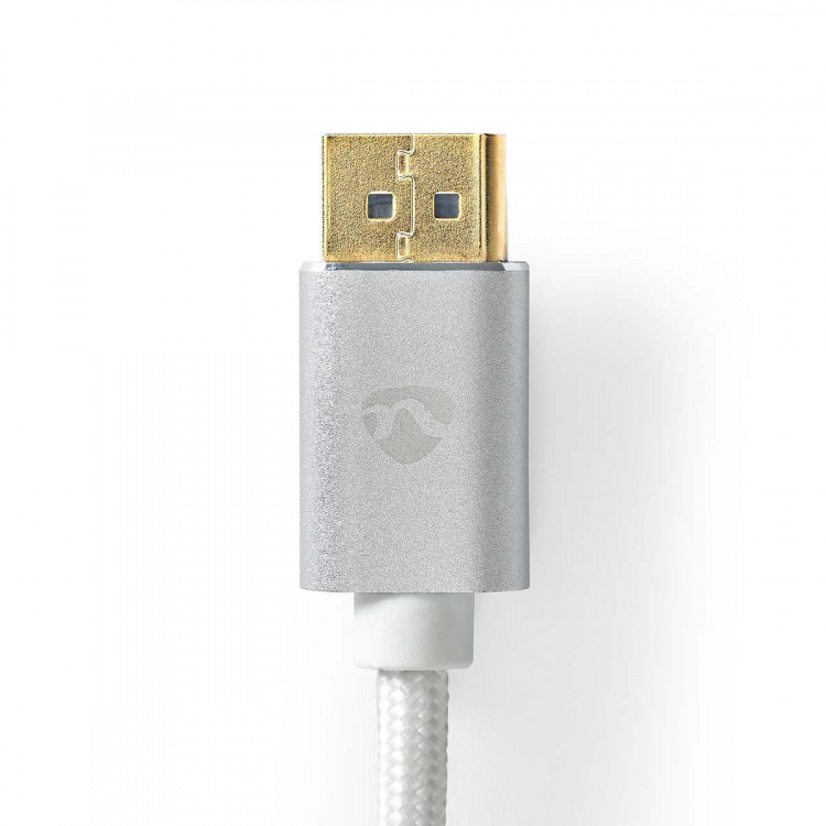 Nedis DisplayPort Cable | DisplayPort Male | DisplayPort Male | 8K@60Hz | Gold Plated | 2.00 m | Round | Braided | Silver | Cover Window Box