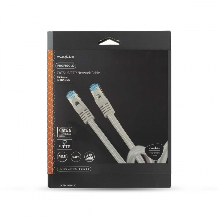 Nedis CAT6a Cable | S/FTP | RJ45 Male | RJ45 Male | 10.0 m | Round | Braided / PVC | Silver | Cover Window Box